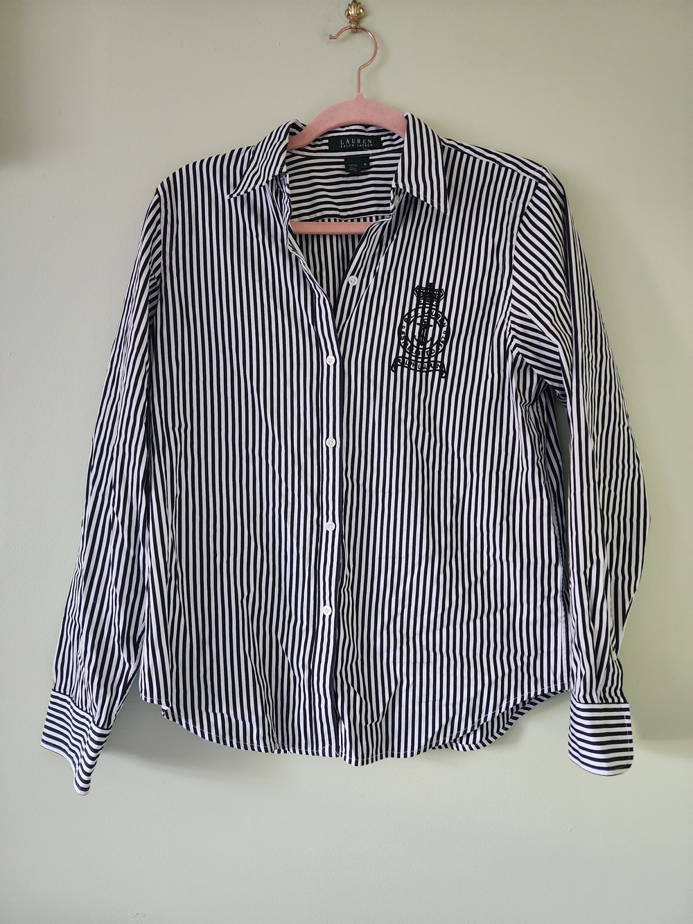 Ralph Lauren Black and White Striped Button-Down Shirt